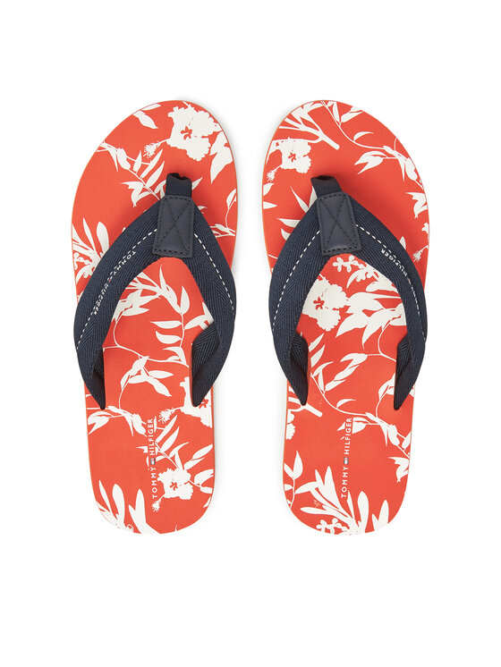 Tommy Hilfiger Japonki Hilfiger Flw Print Beach Sandal FM0FM05507 Granatowy