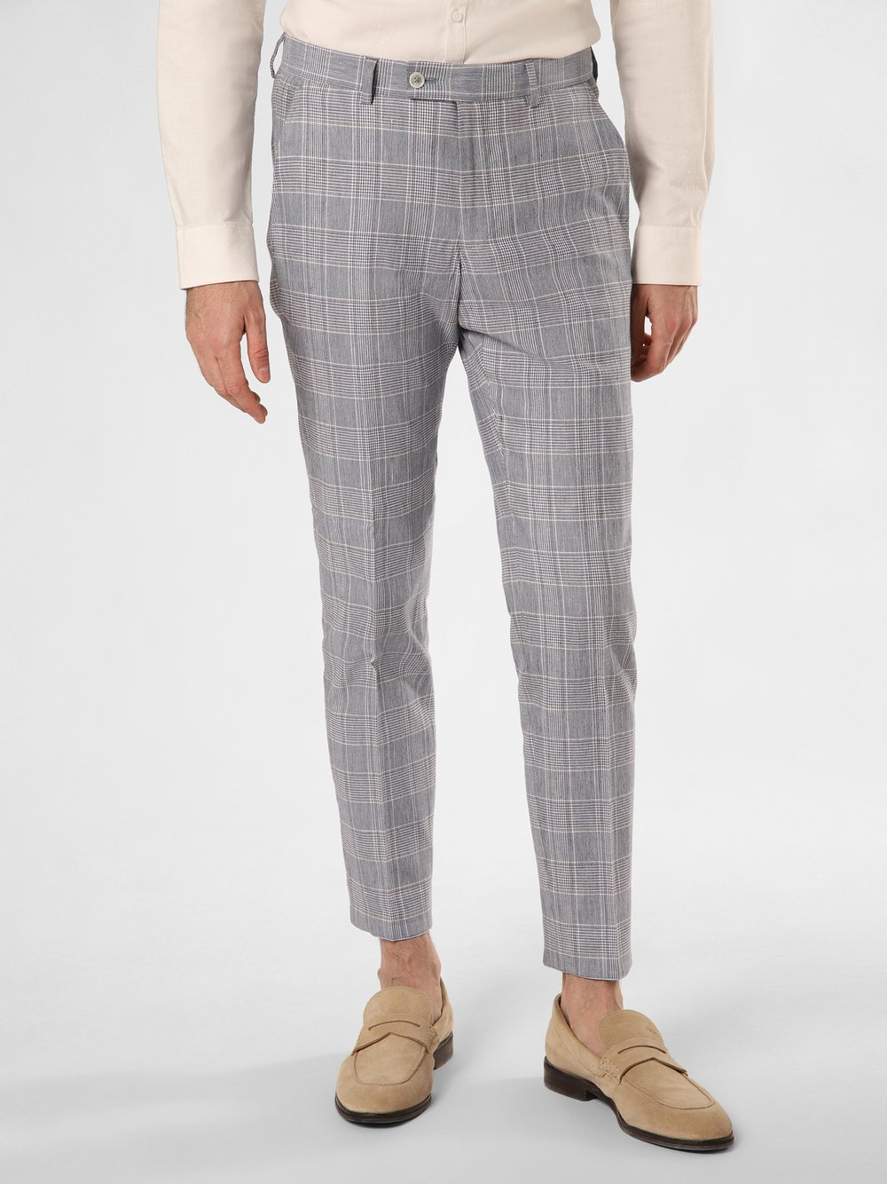 Finshley & Harding London Spodnie z zawartością lnu - Hoxdon Mężczyźni Slim Fit Bawełna niebieski, 46