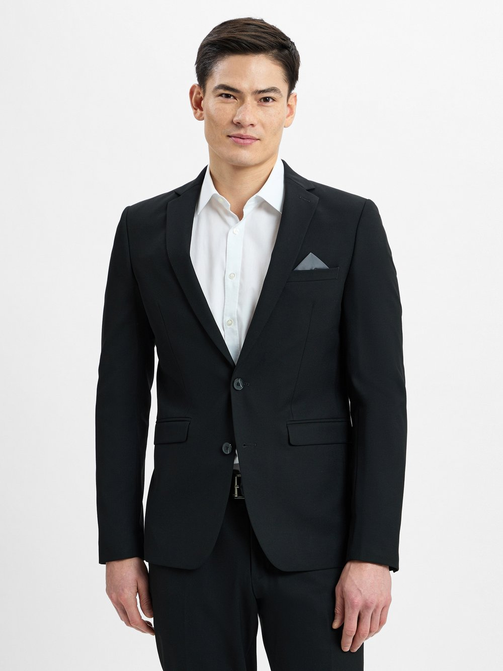 Finshley & Harding Męska marynarka od garnituru modułowego Mężczyźni Slim Fit Sztuczne włókno czarny, 98
