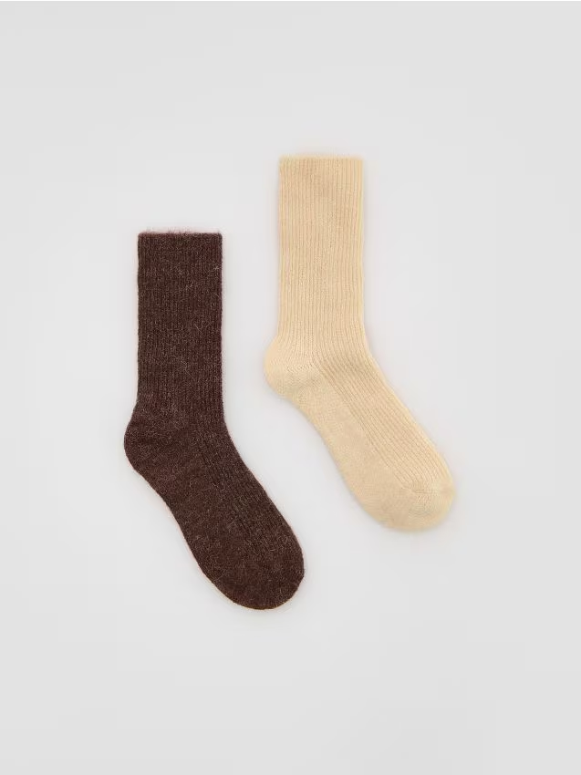 Reserved - Skarpetki z domieszką wełny 2 pack - brązowy