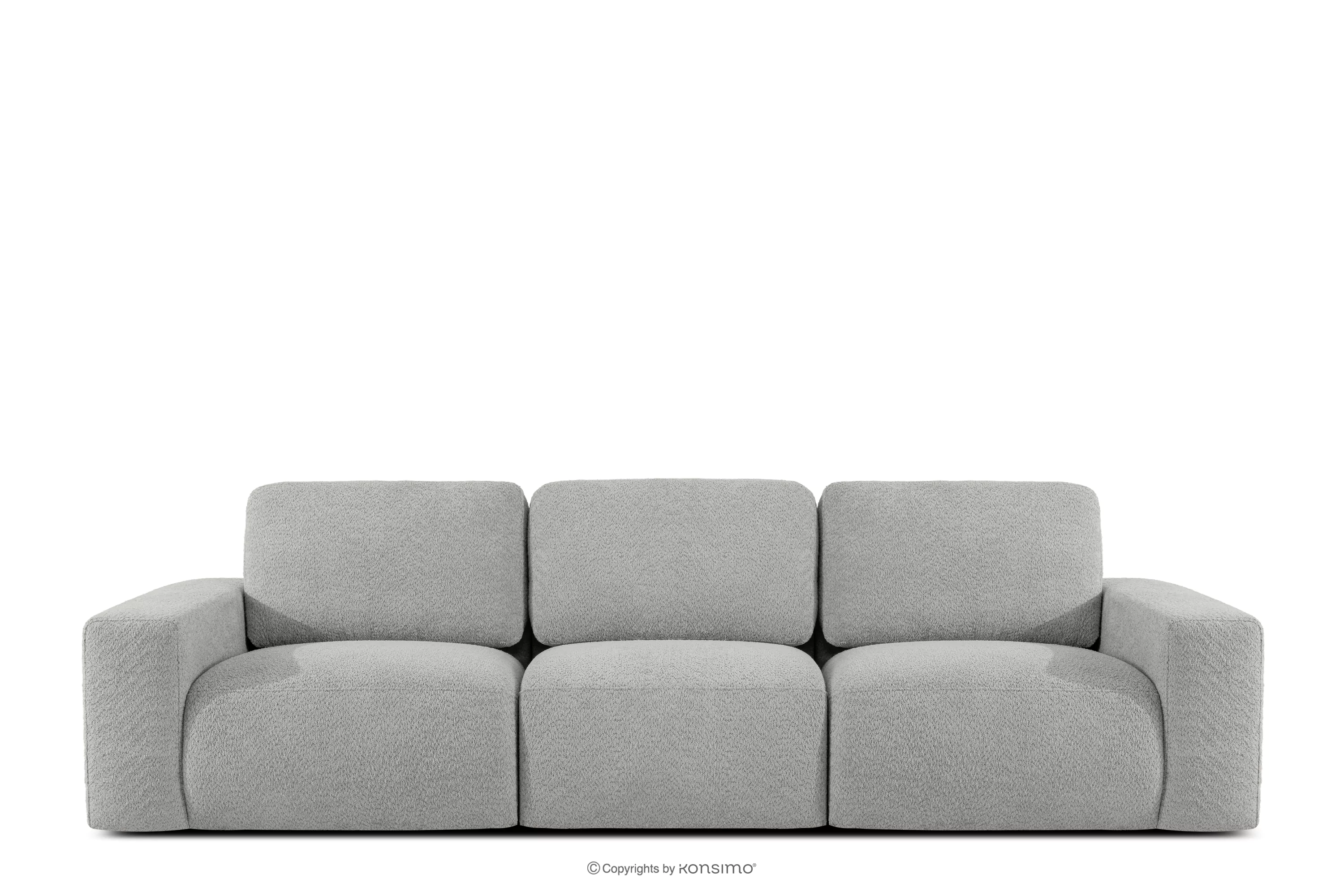 Sofa trzyosobowa modułowa w tkaninie boucle jasny popielaty ZUCCO