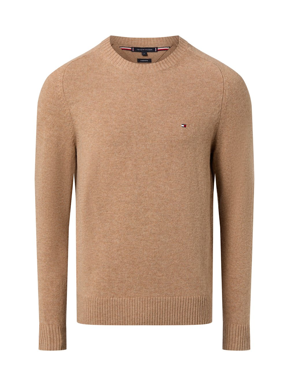 Tommy Hilfiger Męski wełniany sweter Mężczyźni Wełna beżowy|brązowy, M