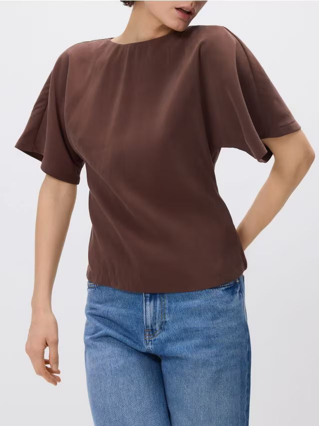 Reserved - T-shirt z modalem - brązowy
