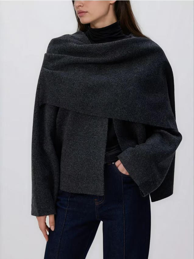 Reserved - Sweter z peleryną - ciemnoszary