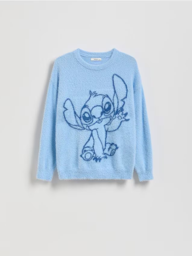 Reserved - Sweter Lilo i Stitch z wiskozą - jasnoniebieski