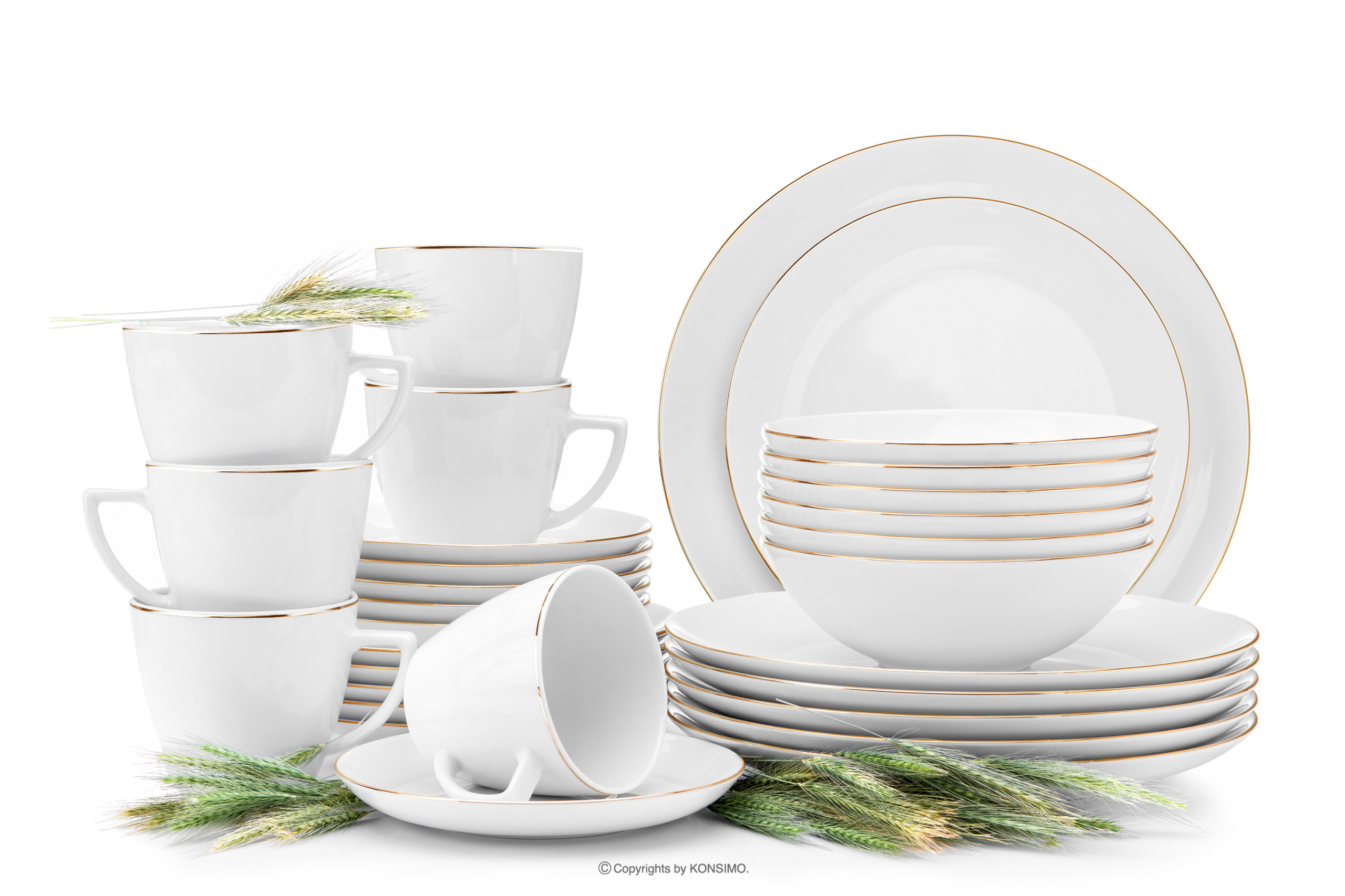 Zestaw obiadowo kawowy dla 6 osób porcelana Złota Linia (30el.) BOSS ZŁOTA LINIA