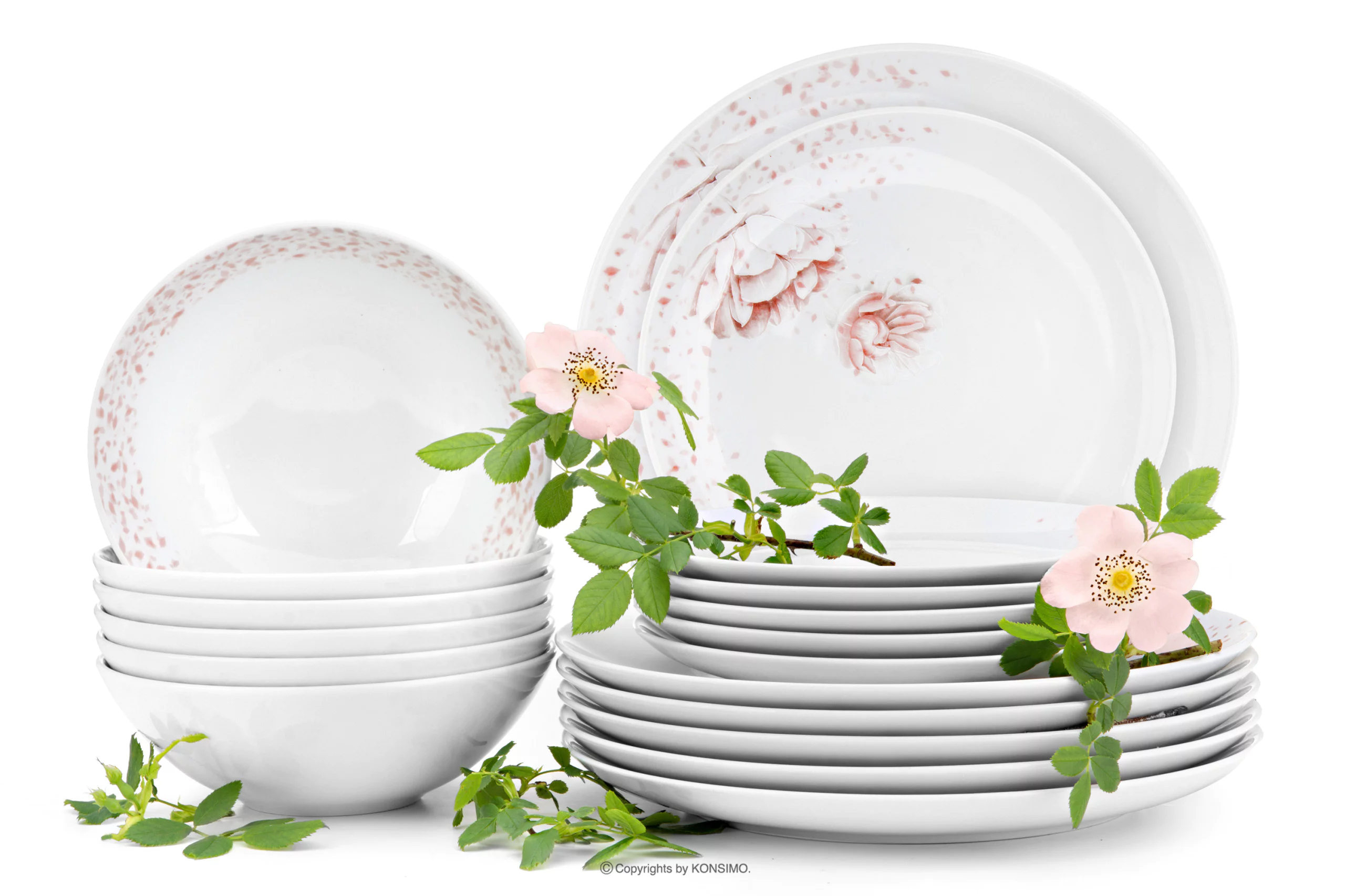 Zestaw obiadowy dla 6 osób porcelana Piwonia (18el.) BOSS PIWONIA