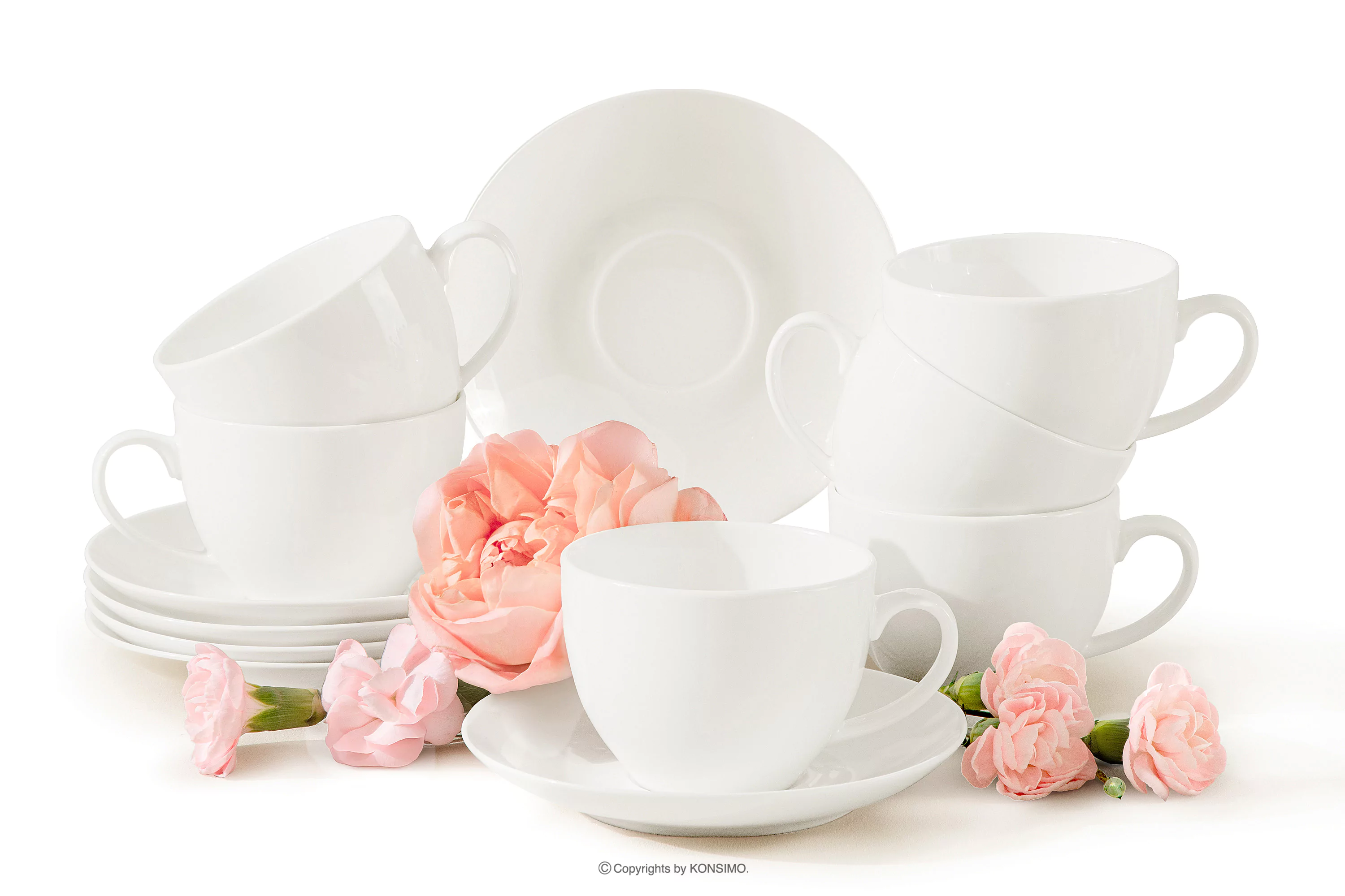 Filiżanka do kawy ze spodkiem twarda porcelana 6 szt. ecru AD BELLA