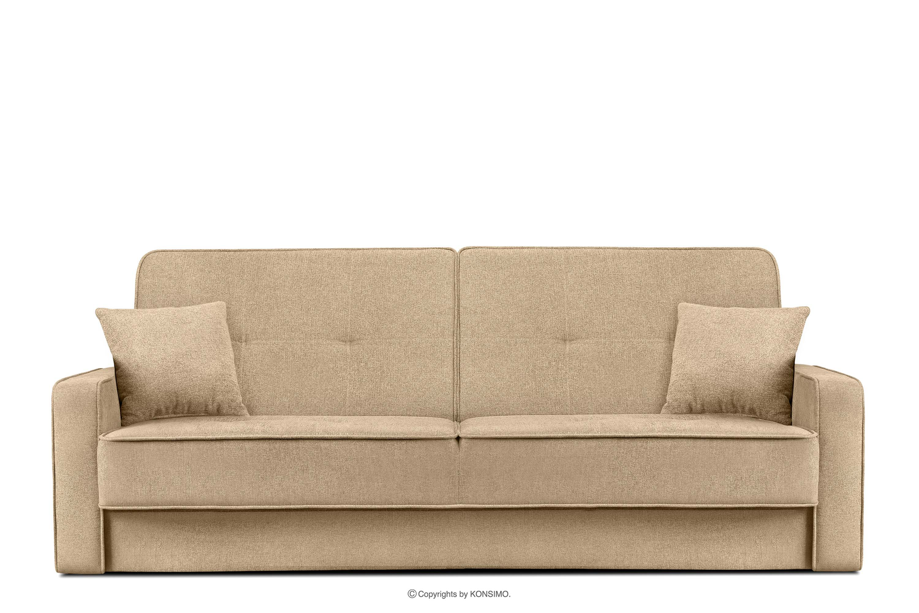 Rozkładana sofa do salonu w tkaninie plecionej kremowa ORIO