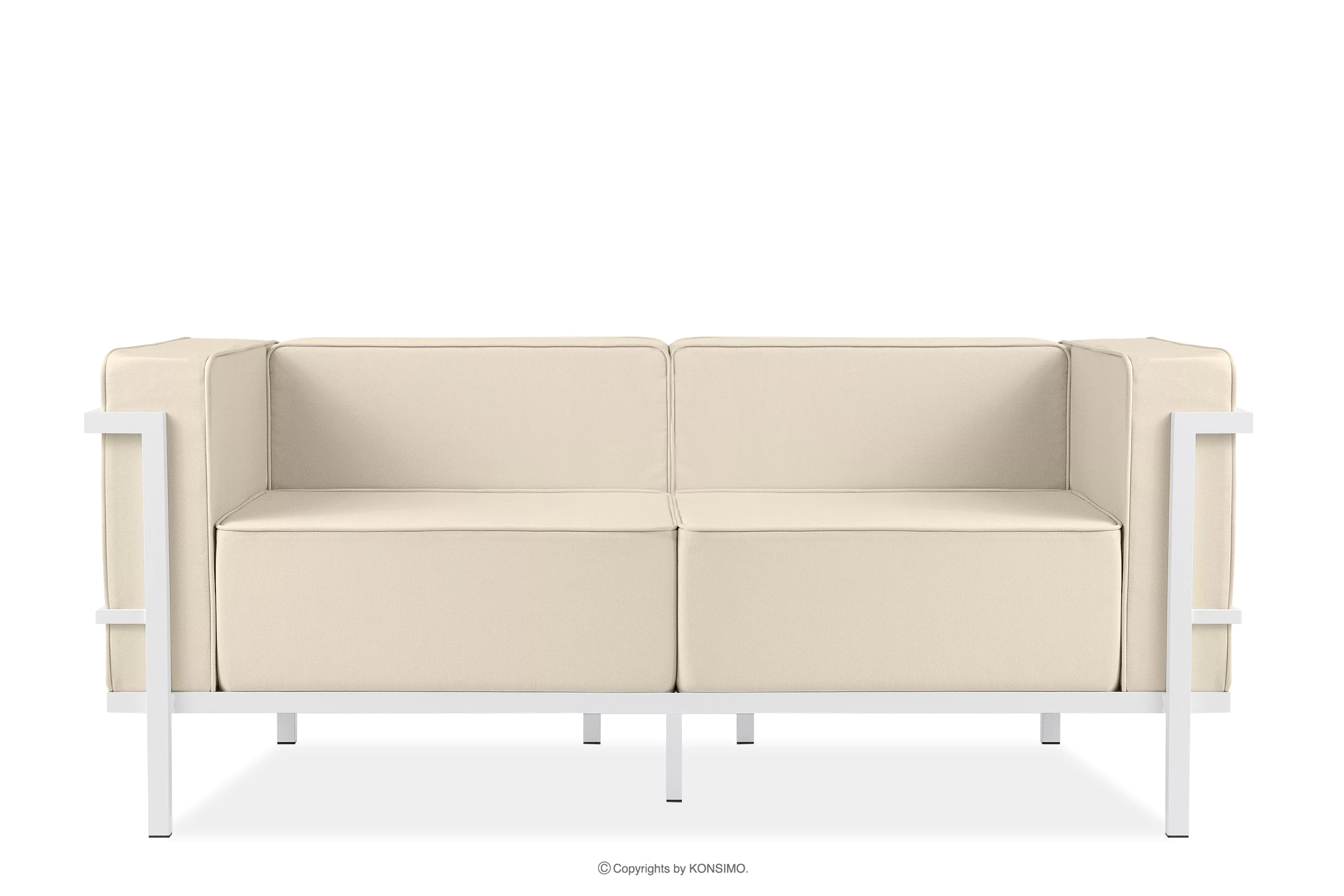Nowoczesna sofa ogrodowa 2 na metalowych nóżkach biały/kremowy TRIGLO