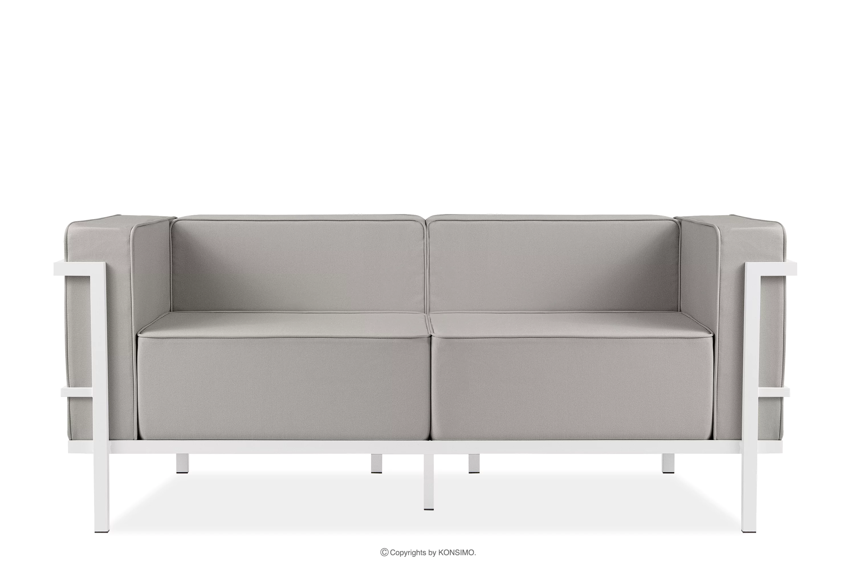 Nowoczesna sofa ogrodowa 2 na metalowych nóżkach biały/jasny szary TRIGLO