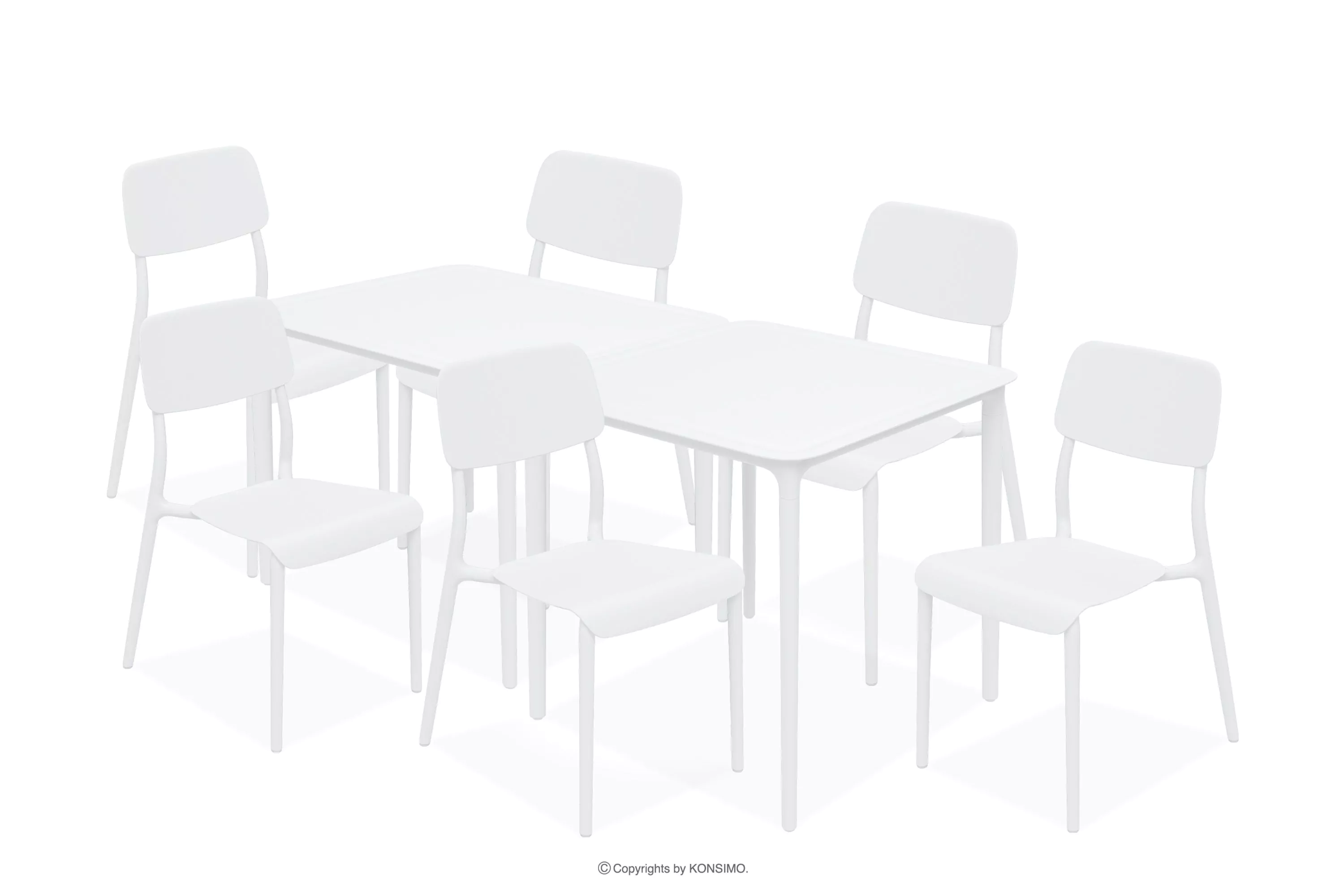 Zestaw mebli ogrodowych krzesła i stoł z tworzywa ekologicznego 6 os. biały GALIO