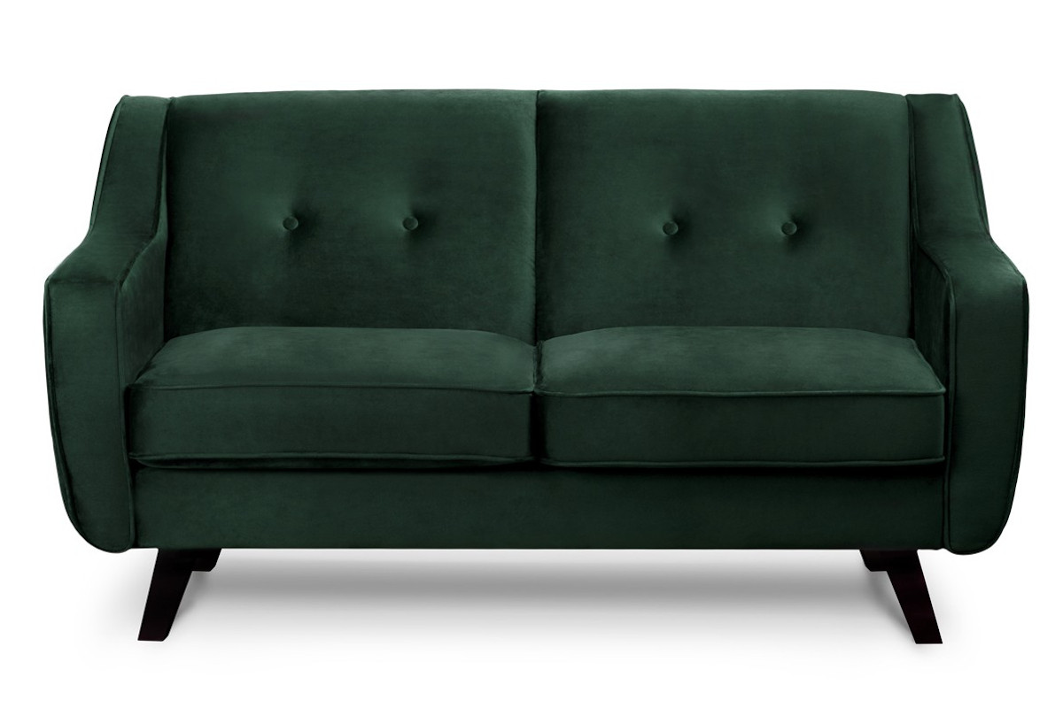 Skandynawska sofa 2 osobowa welur butelkowa zieleń TERSO