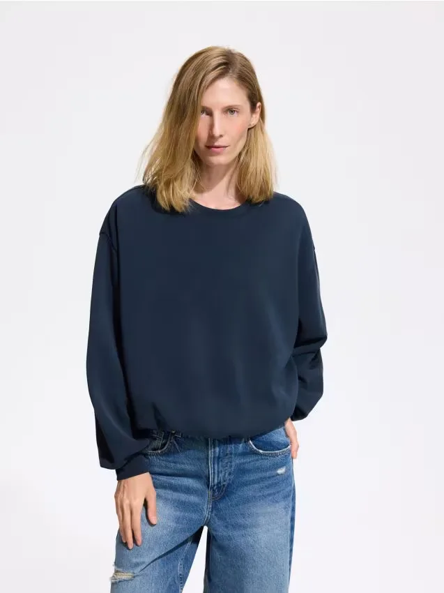 Reserved - Bluza z modalem - granatowy