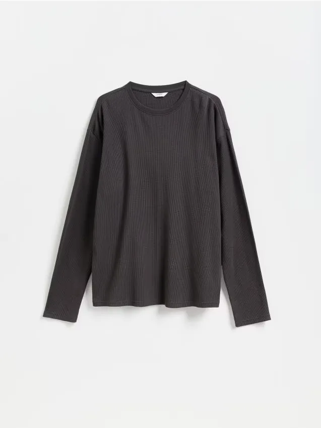 Reserved - Strukturalny longsleeve - ciemnoszary