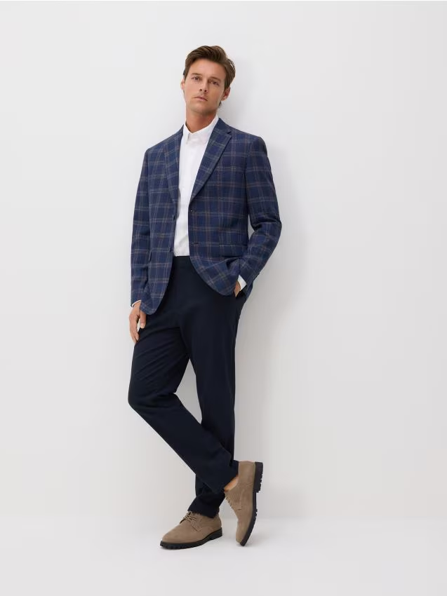 Reserved - Marynarka slim fit w kratę - granatowy