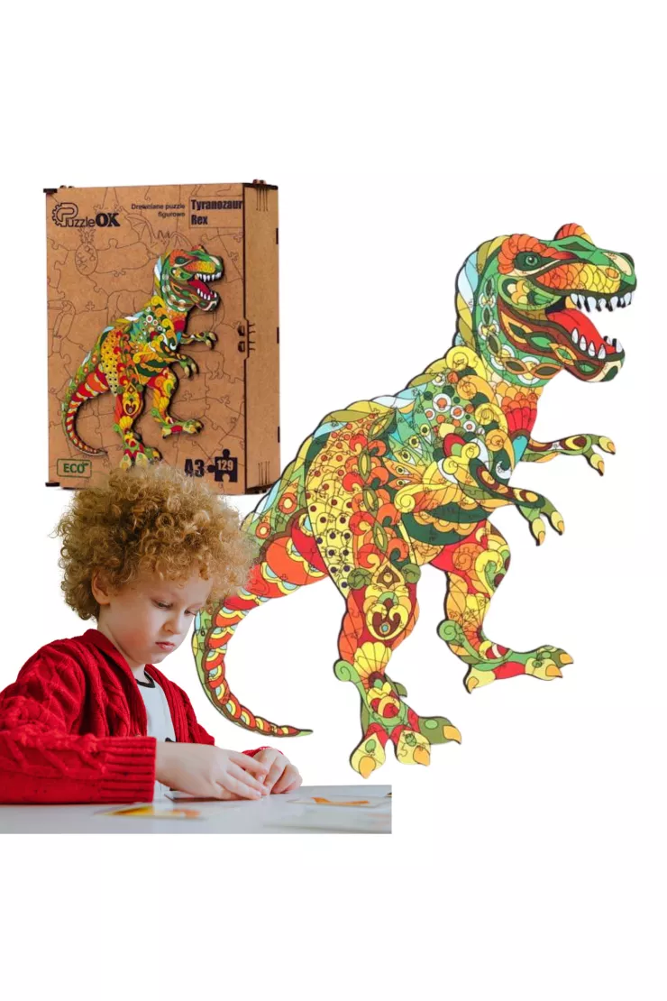 Puzzle drewniane eko 129 el. Tyranozaur rex A3