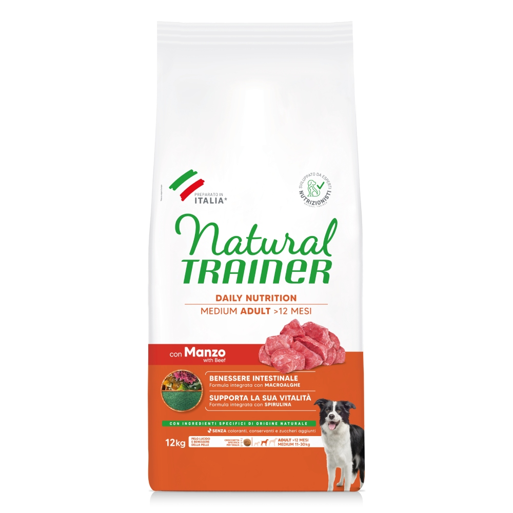 Korzystny pakiet, Natural Trainer Medium - Natural Medium, wołowina, ryż i żeń-szeń, 2 x 12 kg