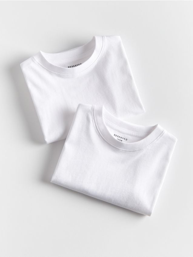 Reserved - Bawełniany t-shirt 2 pack - biały