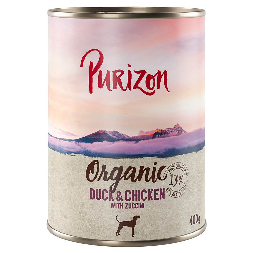 Korzystny pakiet Purizon Organic, 12 x 400 g - Bioaczka i biokurczak z biocukinią