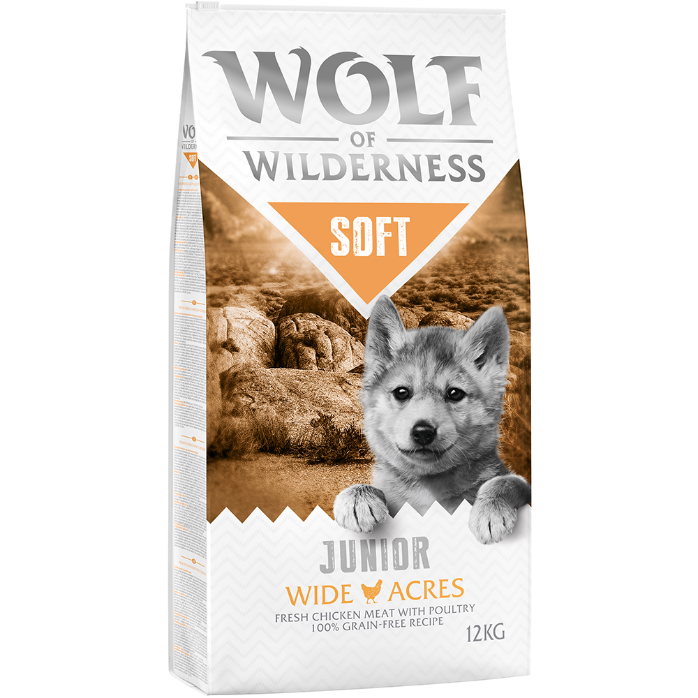 Dwupak Wolf of Wilderness "Soft & Strong", 2 x 12 kg - JUNIOR Wide Acres, kurczak