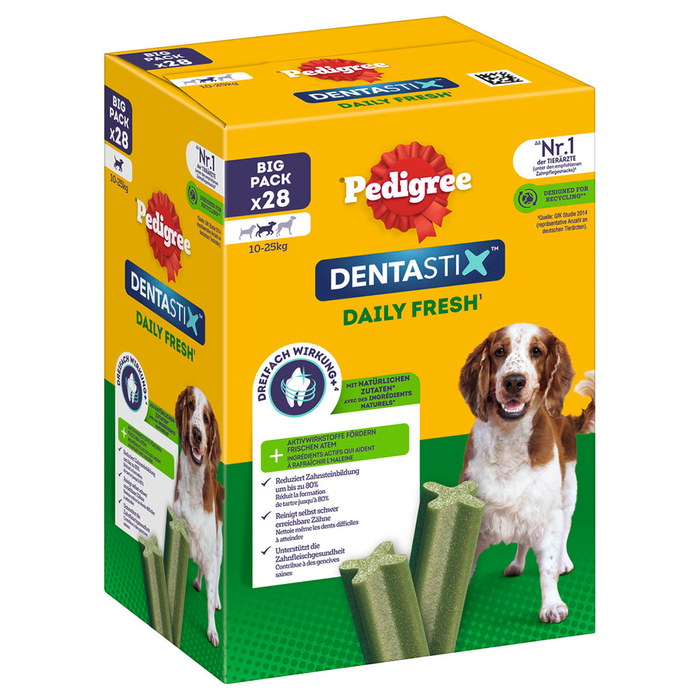 Pedigree DentaStix Fresh - Megapakiet: Dla średnich psów, 4320 g, 168 szt.