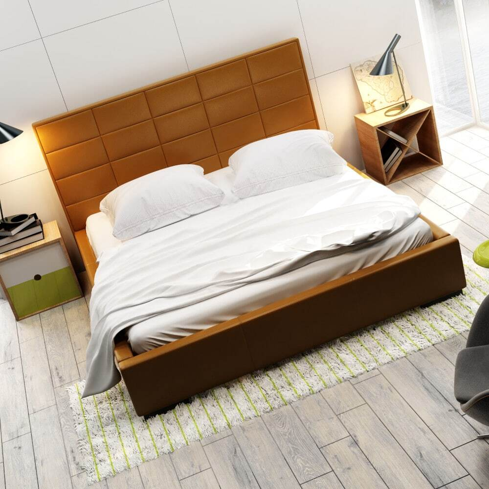 Łóżko Quaddro Midi 200x200 cm Grupa Premium ramowe/kontynentalne, tapicerowane, z pojemnikiem TAK/NIE