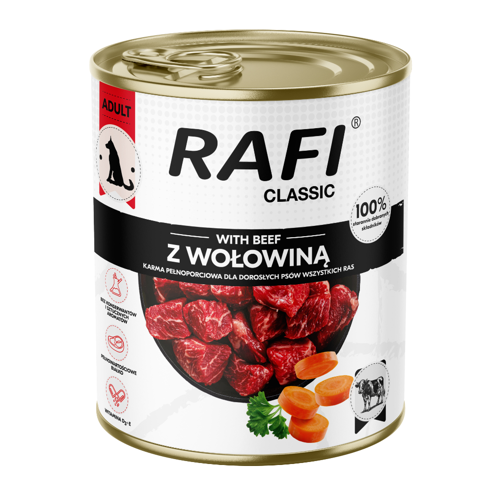 Korzystny pakiet Rafi Dog Classic, 24 x 800 g - Wołowina