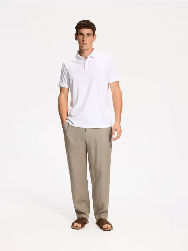 Reserved - Bawełniane polo regular fit - biały