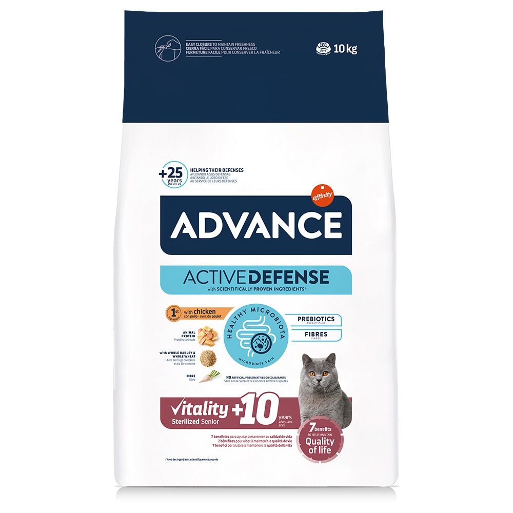 8,5 + 1,5 kg / 12 + 3 kg gratis! Advance, karma sucha dla kota, 10 kg / 15 kg - Sterilized Senior +10, kurczak, 10 kg