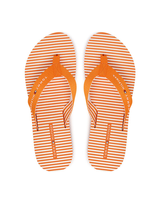 Tommy Hilfiger Japonki Th Ithaca Stripe Summer Sandal FW0FW09192 Pomarańczowy