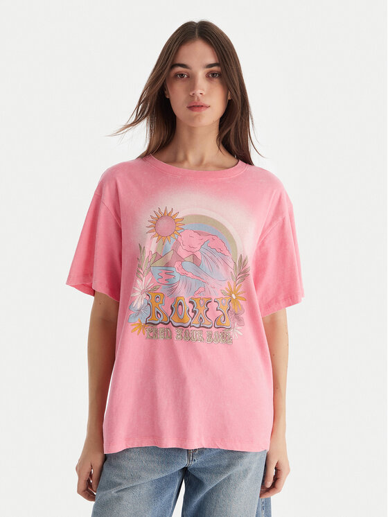 Roxy T-Shirt Sunnyoversize Optic Wash ERJZT06022 Różowy Oversize