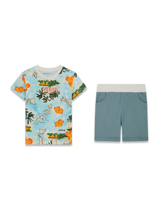 Guess Komplet t-shirt i spodenki N6GG04 K8HM4 Kolorowy Regular Fit