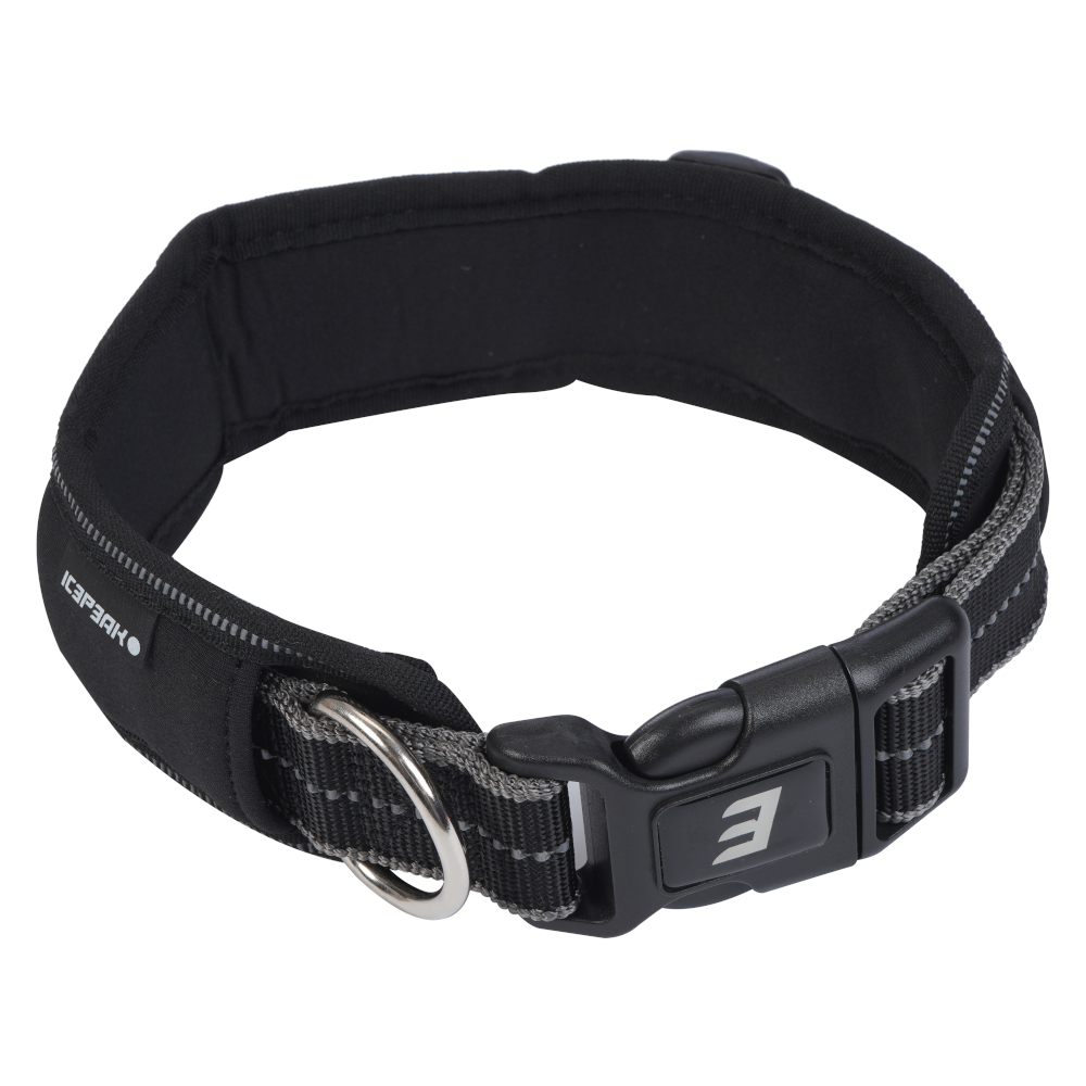 Icepeak Pet obroża Highway Soft, czarna - Rozmiar M: 30 - 50 cm obwód szyi, 25 mm szerokość