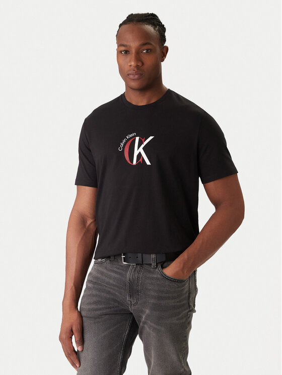 Calvin Klein Jeans T-Shirt 2Tone Graphic LV14RE829G Czarny Regular Fit