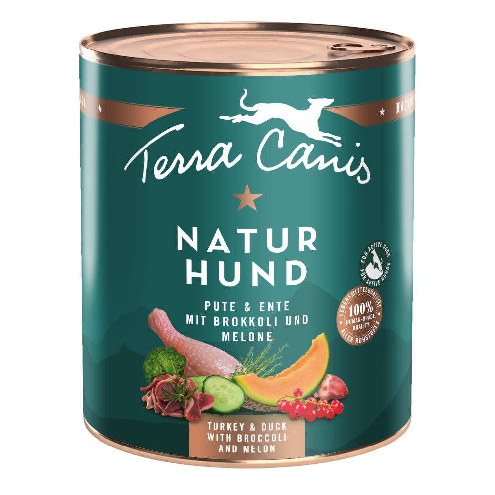 Terra Canis Naturhund, 6 x 800 g - Indyk i kaczka z brokułami i melonem