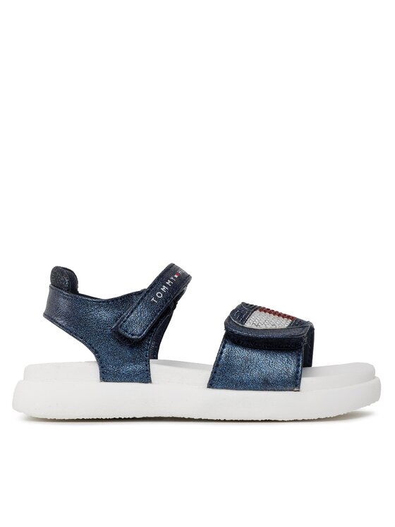 Tommy Hilfiger Sandały Strass Heart Velcro Sandal T1A2-32752-1367 S Granatowy