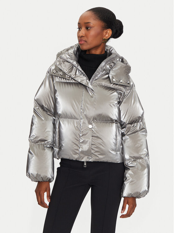 Elisabetta Franchi Kurtka zimowa PI-77D-46E2-V570 Srebrny Regular Fit