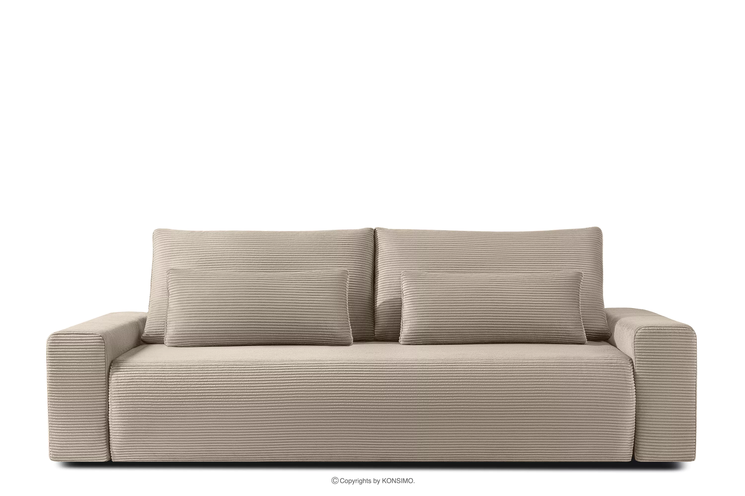 Rozkładana sofa z poduszkami tkanina sztruks beżowy MOLLIS