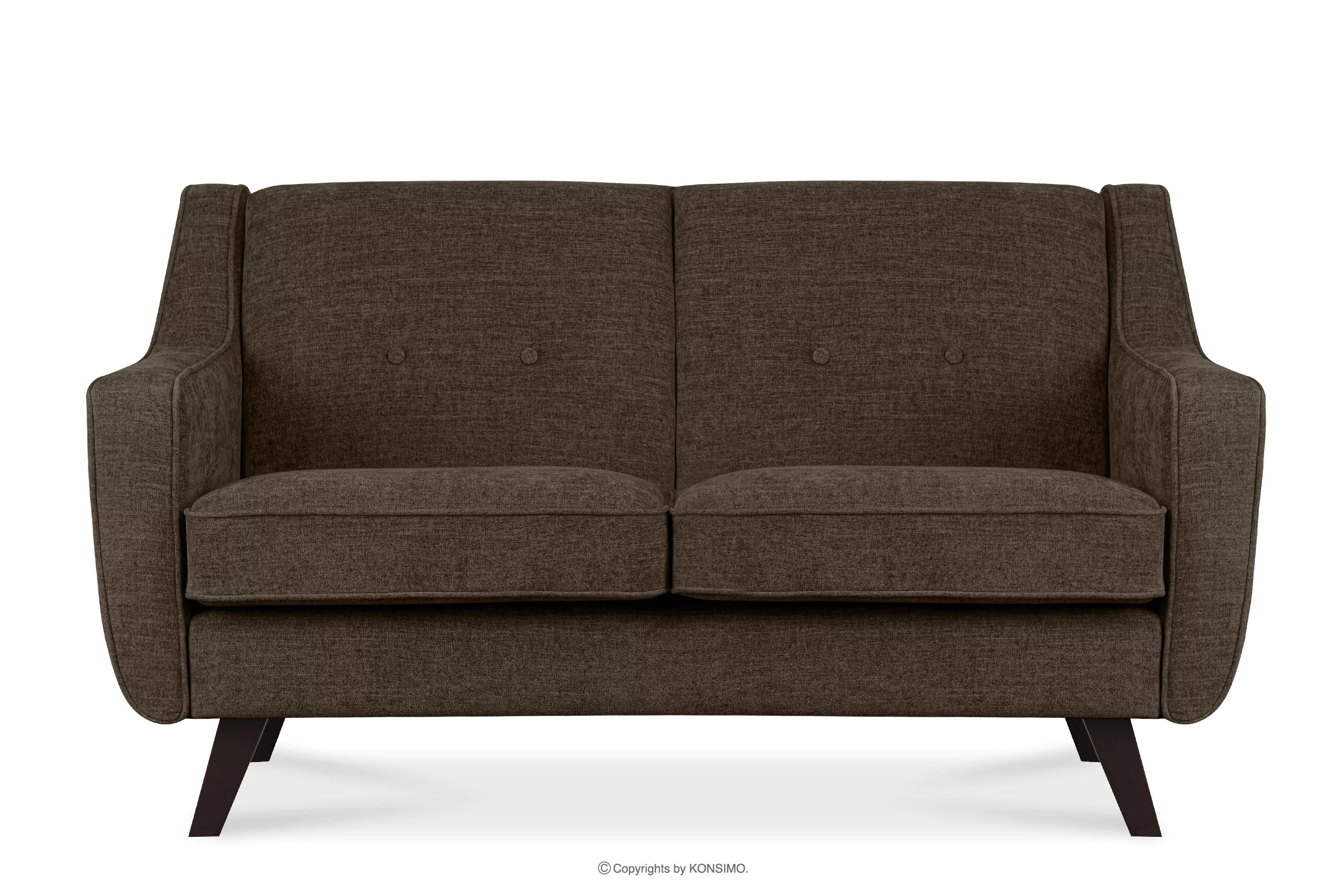 Sofa dwuosobowa do salonu w tkaninie plecionej chłodny brązowy TERSO