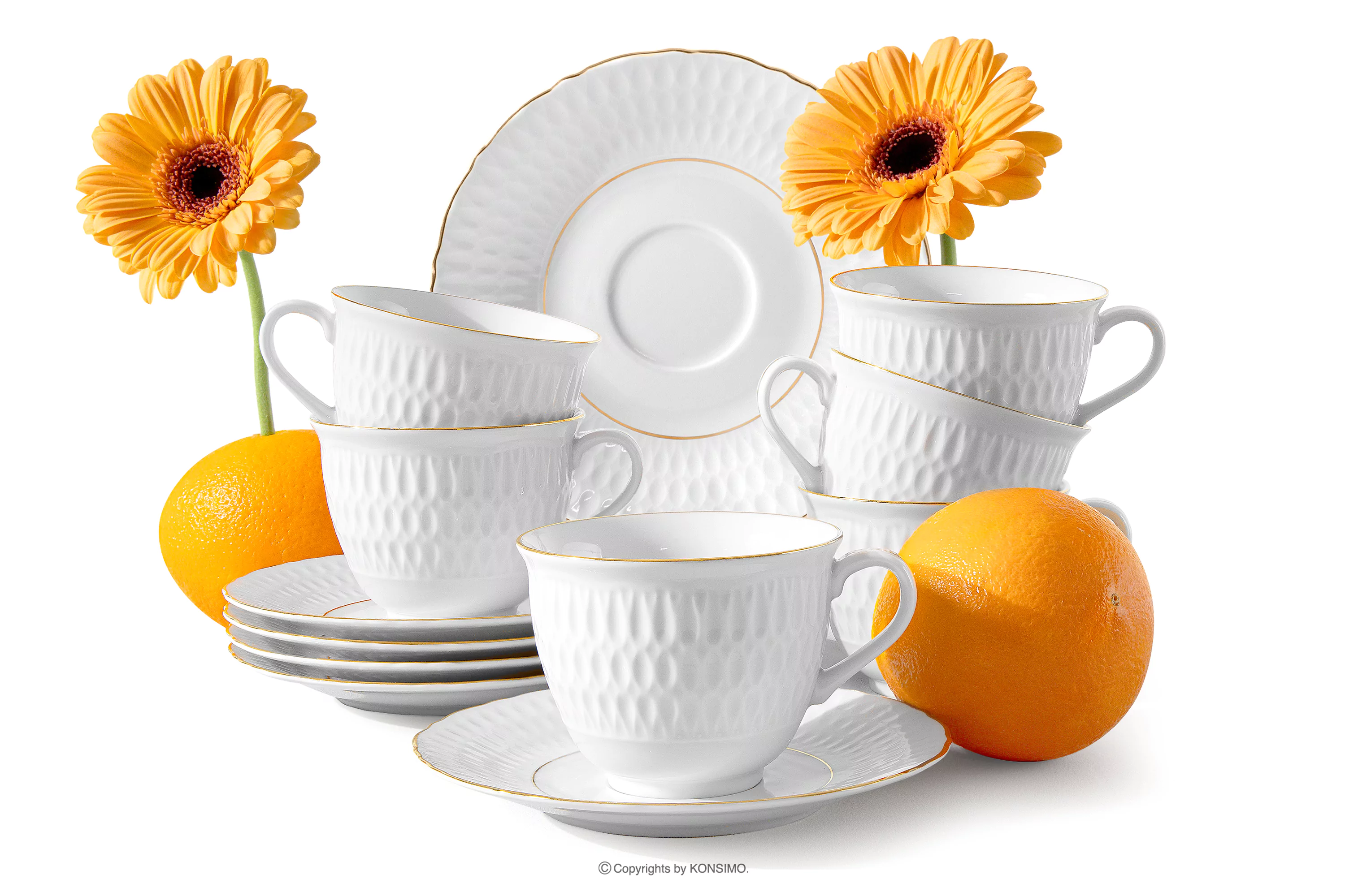 Filiżanka ze spodkiem z porcelany złota linia 6 szt. SOFIA ZŁOTA LINIA
