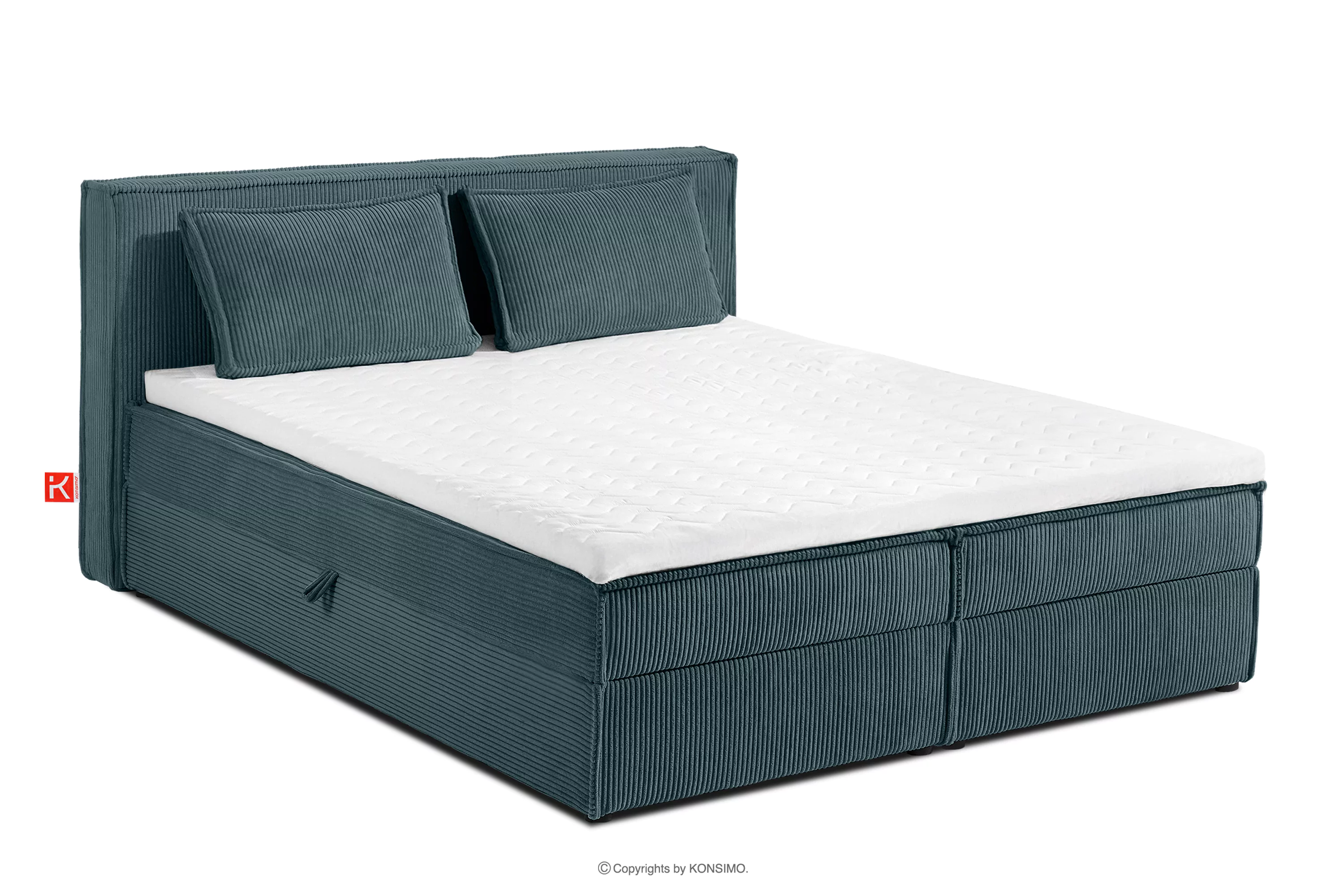 Łóżko dwuosobowe 160 cm w tkaninie sztruks niebieski ROTI