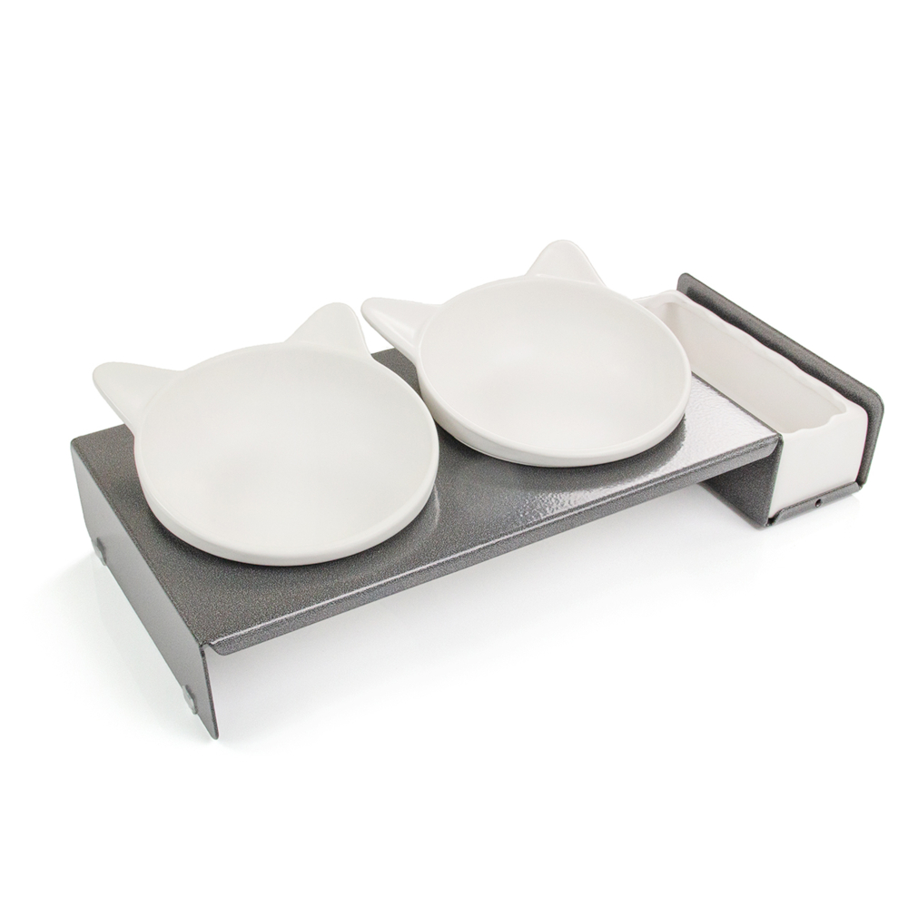 CanadianCat Company koci bar Cat Diner - Metalowy: 2 x 250 ml, Ø 15 cm