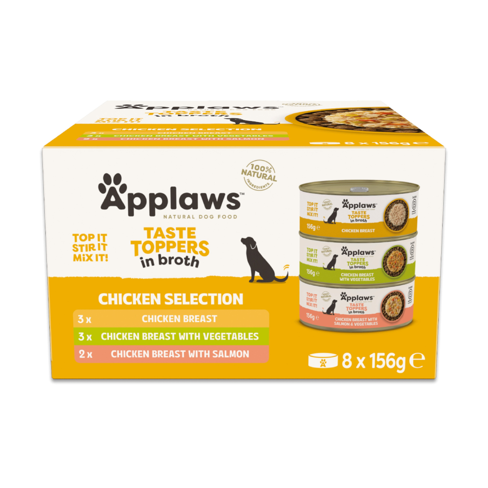 Applaws Taste Toppers zestaw próbny 8 x 156 g - Zestaw próbny w bulionie