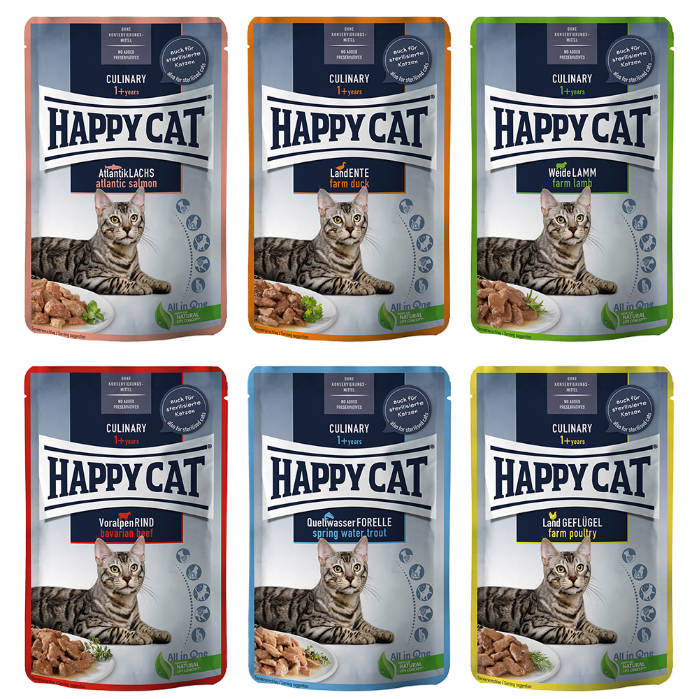 Korzystny pakiet Happy Cat Pouch Meat w sosie, 48 x 85 g - Pakiet mieszany I