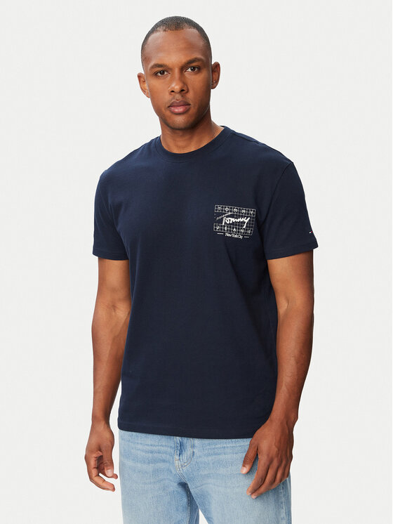 Tommy Jeans T-Shirt Sign DM0DM23177 Granatowy Regular Fit