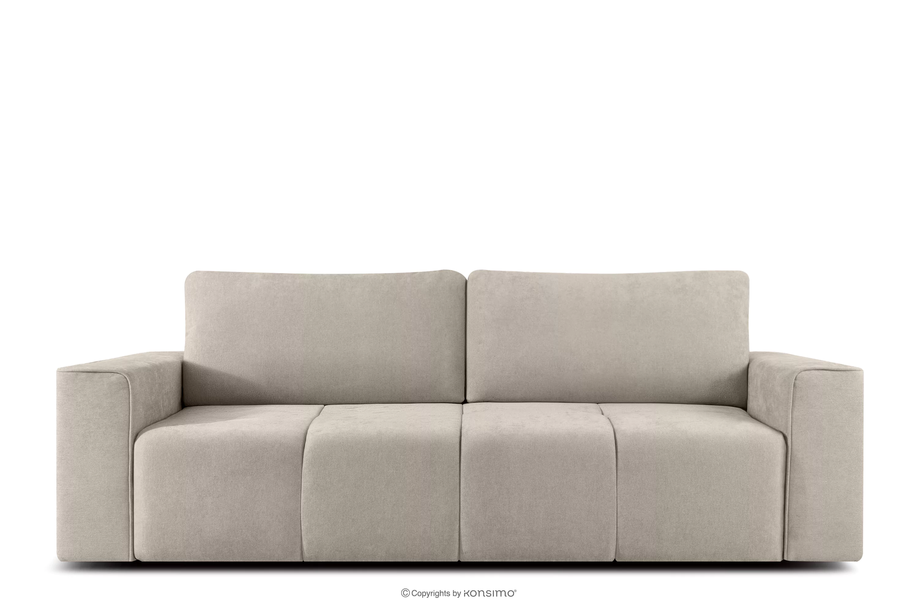 Nowoczesna sofa rozkładana w tkaninie szenilowej szarobeżowy LIGULA