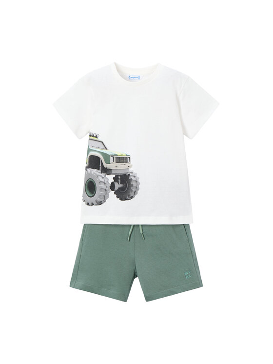 Mayoral Komplet t-shirt i spodenki 3605 Biały Regular Fit