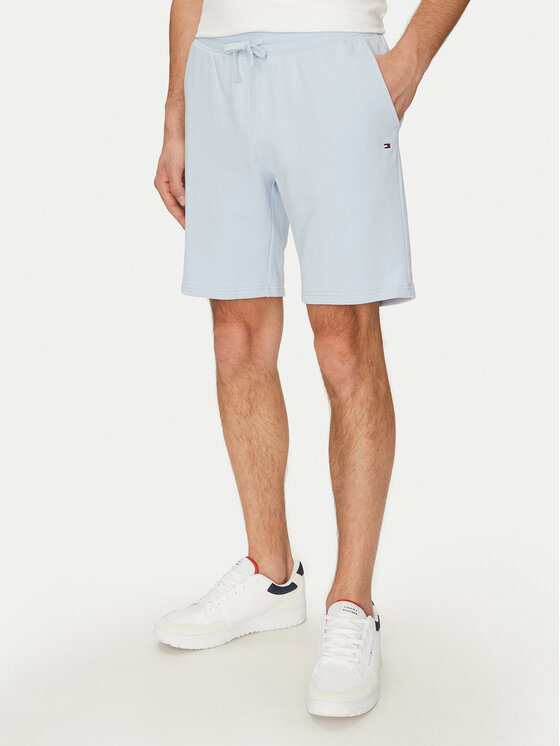 Tommy Hilfiger Szorty materiałowe Essential Terry Sweatshort MW0MW37240 Błękitny Regular Fit