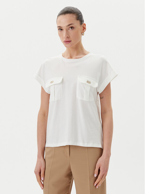 Rinascimento Bluzka CFC0122690003 Écru Regular Fit